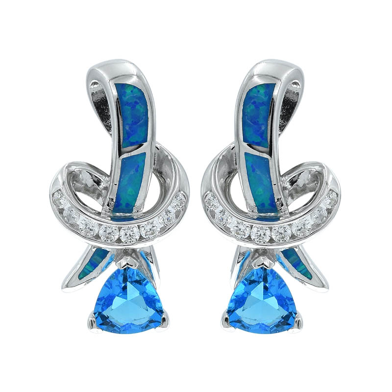 opal earrings with ocean blue stones