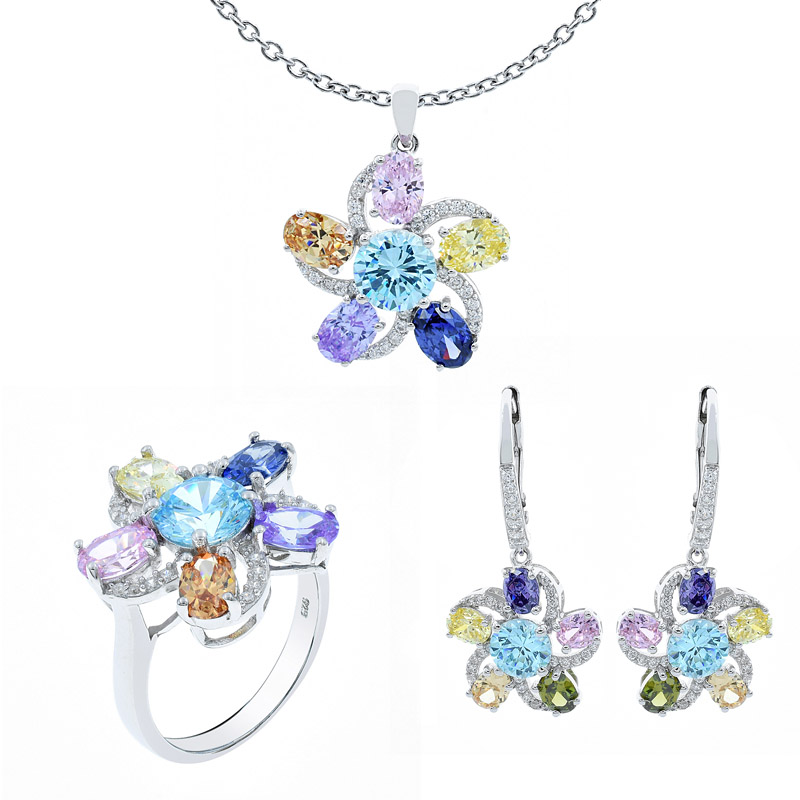 925 silver multicolor jewelry set
