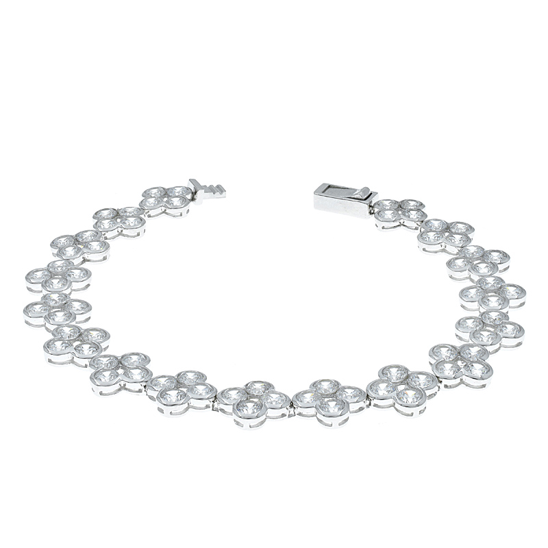 White CZ Clover Bracelet For Women