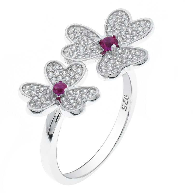 Women Double Wildflower Jewelry Ring