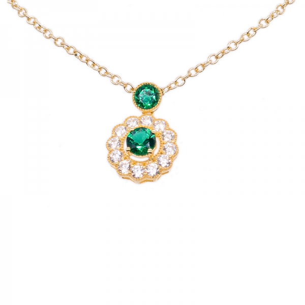 مجموعة مجوهرات فضة استرليني عيار 925 بها نانو خضراء مستديرة 