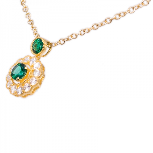مجموعة مجوهرات فضة استرليني عيار 925 بها نانو خضراء مستديرة 