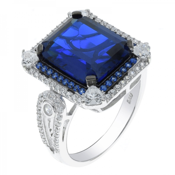 أزياء أنيقة 925 الفضة خاتم الزمرد الأزرق نانو الحلق 