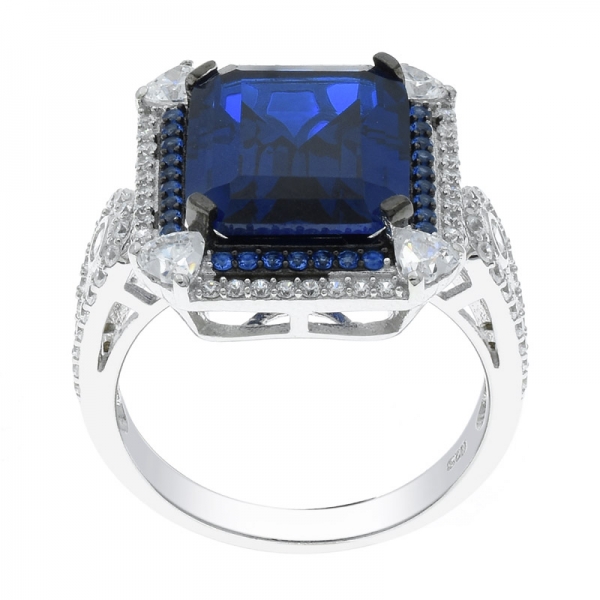 أزياء أنيقة 925 الفضة خاتم الزمرد الأزرق نانو الحلق 