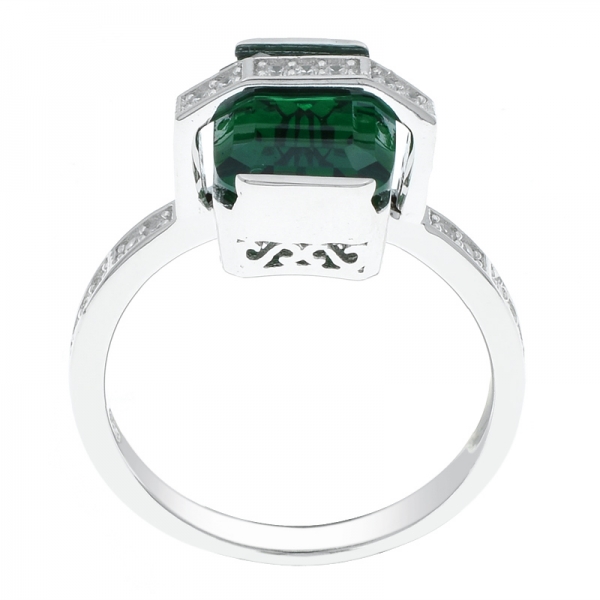 خاتم فضة صيني فريد من نوعه مصنوع يدوياً مع قطع الزمرد الأخضر نانو 