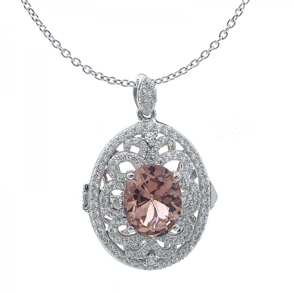 الماس الوردي cz 925 فضة قلادة مجوهرات المنجد 