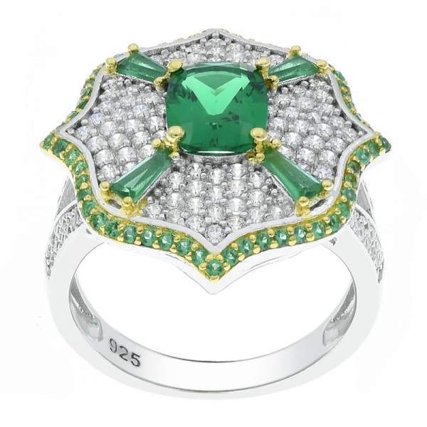 الموضة الحديثة 925 الفضة الاسترليني الأخضر نانو المجوهرات الدائري 