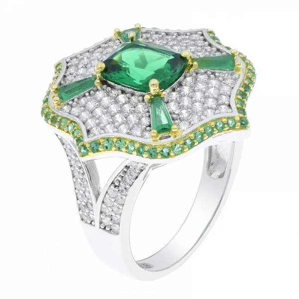 الموضة الحديثة 925 الفضة الاسترليني الأخضر نانو المجوهرات الدائري 