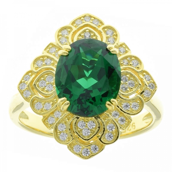 925 الفضة الاسترليني خاتم زهرة الدانتيل والمجوهرات مع الأخضر نانو 