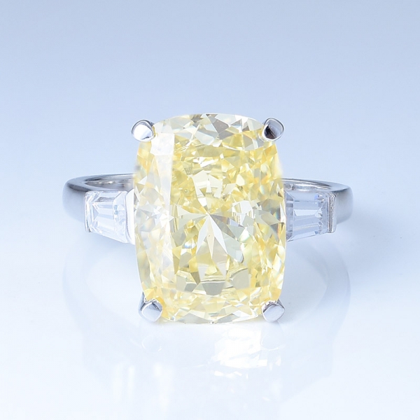 925 الفضة الاسترليني كبير خاتم الماس والمجوهرات الصفراء للنساء 