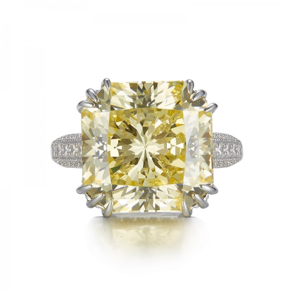 925 الفضة الاسترليني asscher الشكل الألعاب النارية قطع خاتم الماس لون المجوهرات 