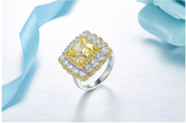 3.5ct الأميرة الشكل الألعاب النارية قطع الماس لون whosale خاتم الفضة والمجوهرات 