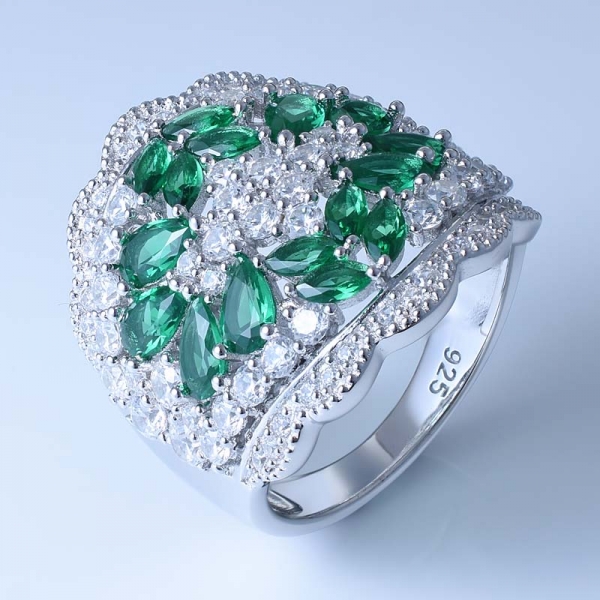 925 أزياء المرأة خاتم فضة مع نانو الخضراء 