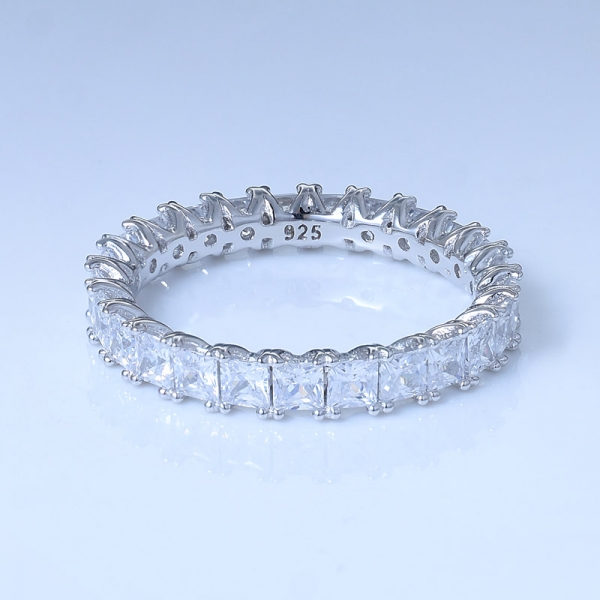 أبيض مكعب زركونيا الروديوم أكثر من 925 الفضة الاسترليني الأميرة قطع خاتم اللانهاية 