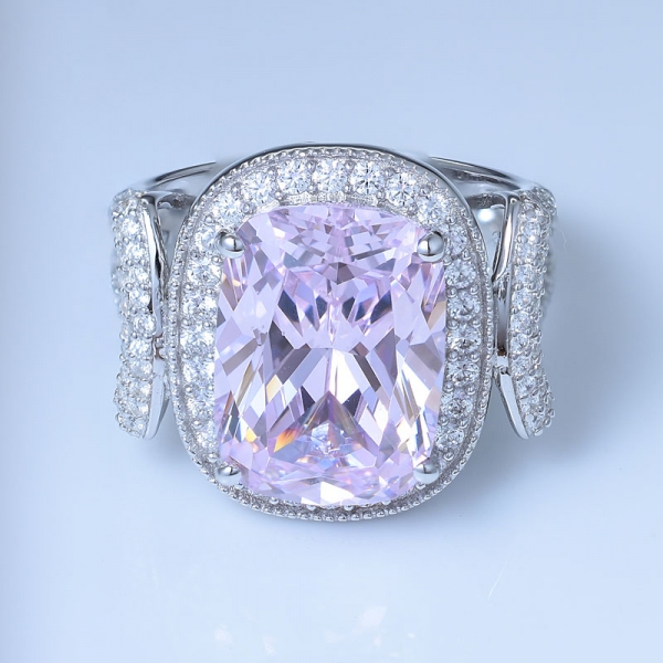 الأميرة محاكاة الوردي مركز الزركونا الماس الروديوم على حزب خاتم الفضة الاسترليني 
