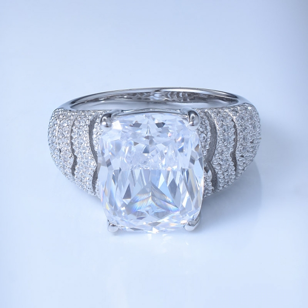 الأميرة مركز الزركونيا الأبيض الروديوم أكثر من 925 عصابات الزفاف الفضة الماس 