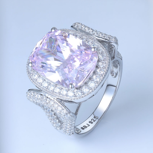 الأميرة محاكاة الوردي مركز الزركونا الماس الروديوم على حزب خاتم الفضة الاسترليني 