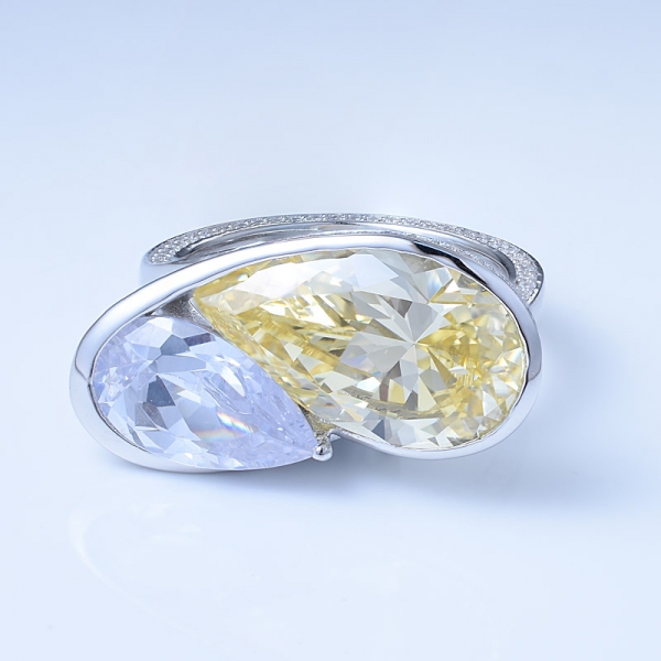 الجملة محاكاة ضوء أصفر الروديوم الماس على خاتم فضة تركيا نمط 