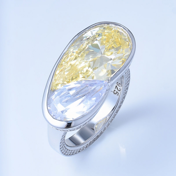 الجملة محاكاة ضوء أصفر الروديوم الماس على خاتم فضة تركيا نمط 