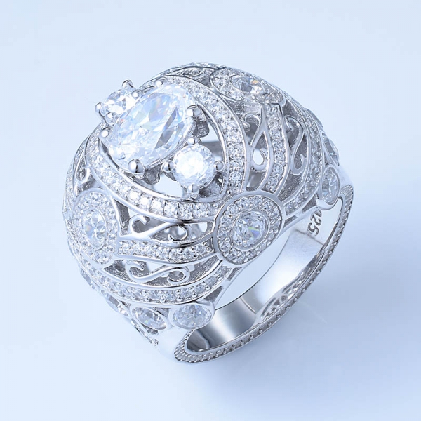 1 قيراط البيضاوي الأبيض تشيكوسلوفاكيا أكثر من 925 خواتم الماس والفضة والمجوهرات الاسترليني 