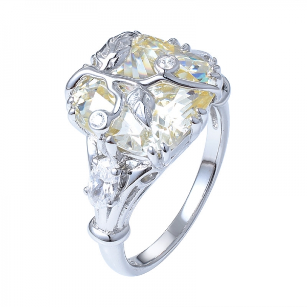 الأكثر مبيعا إيتون المجوهرات التي تم إنشاؤها الماس الأصفر cuhion قطع الماس خاتم 