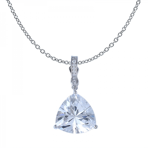 المثلث قلادة مجوهرات أبيض مكعب بيان قلادة من الفضة والمجوهرات 