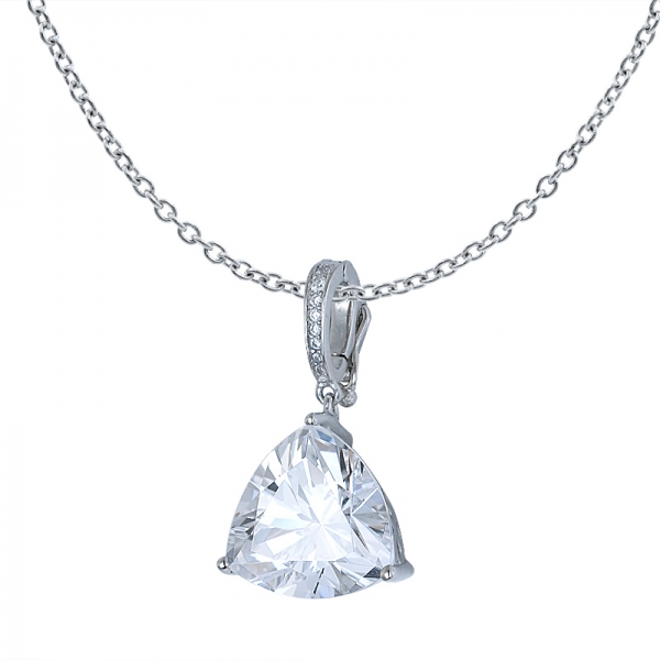 المثلث قلادة مجوهرات أبيض مكعب بيان قلادة من الفضة والمجوهرات 