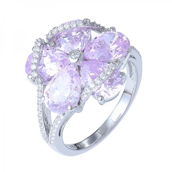 من المألوف الزهور الوردي الزركون الماس خواتم المجوهرات 