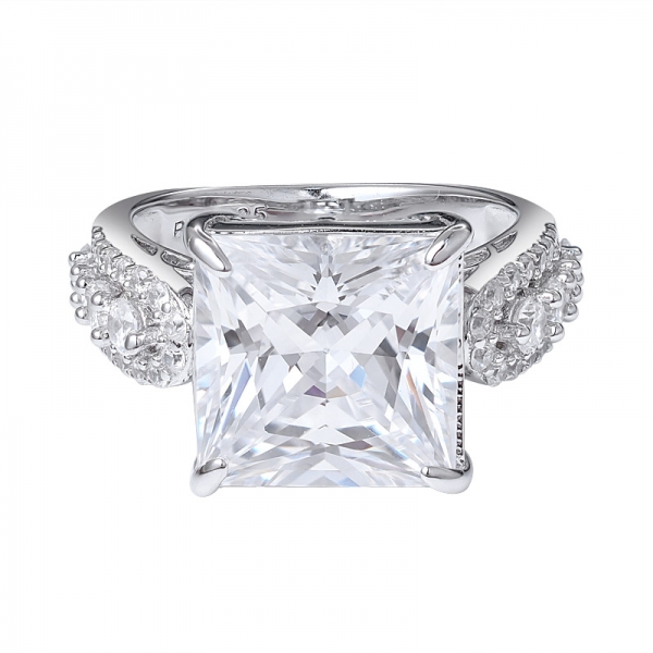 925 الاسترليني الفضة الأزياء الأميرة قطع الماس الأبيض تشيكوسلوفاكيا خاتم للنساء 