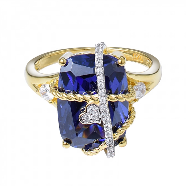 الحديث تمهيد مجموعة الماس خاتم الخطوبة ث/8 قيراط وسادة قطع الأزرق تنزانيت جودة عالية 