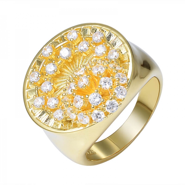  925 خاتم بتصميم برعم زهرة من الفضة الإسترليني مع الذهب الأصفر مطلي 