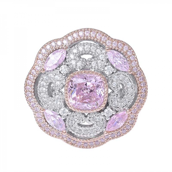 تصميم أزياء 1 قيراط قطع وسادة خاتم الخطوبة الماس الوردي الفاتح 