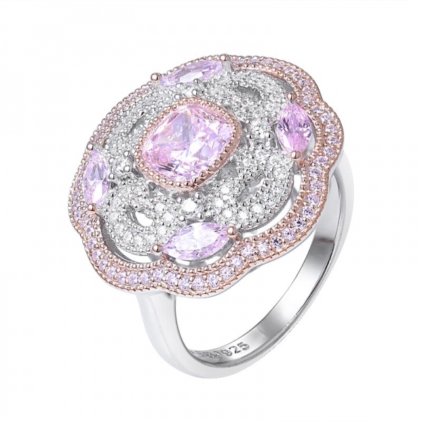 تصميم أزياء 1 قيراط قطع وسادة خاتم الخطوبة الماس الوردي الفاتح 