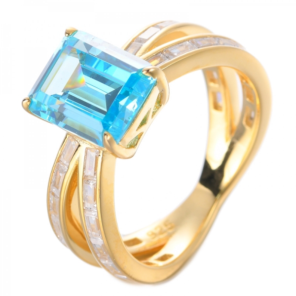 خاتم الخطوبة الماسي من الذهب الأبيض مقاس 8 * 10 مم من الأحجار الكريمة الزرقاء التنزانيت لشهر ديسمبر
 