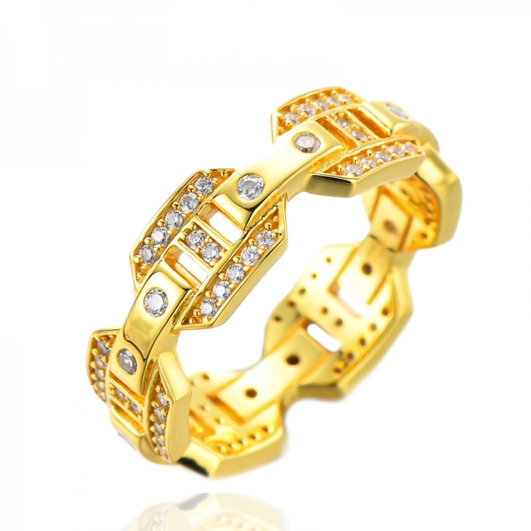 خاتم الخطوبة ذو اللون الهندسي المجوف المخصص للذهب والفضة واللونين
 