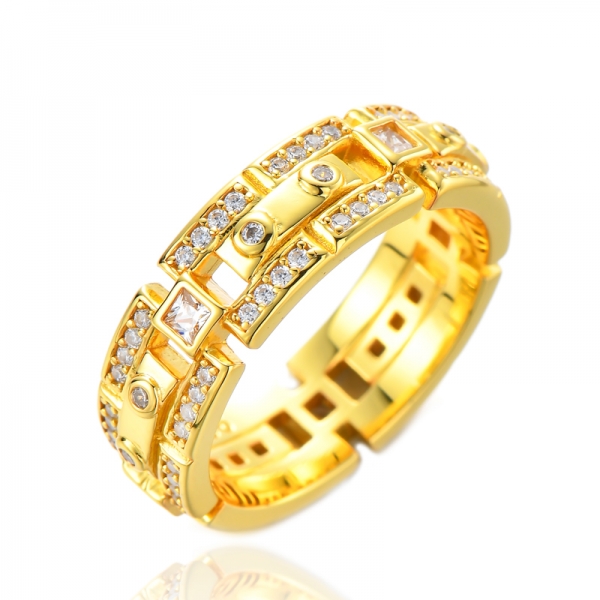 خاتم زفاف بلونين ذهبي (أبيض / وردي) 2.0 مم مربع زركونيا مكعب 
