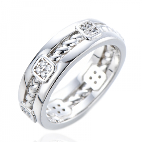 925 الفضة الاسترليني للمرأة اثنين لهجة تشيكوسلوفاكيا زركون مقلد الماس خاتم الخلود 