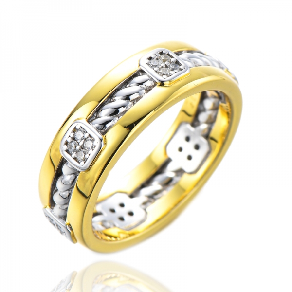 925 الفضة الاسترليني للمرأة اثنين لهجة تشيكوسلوفاكيا زركون مقلد الماس خاتم الخلود 