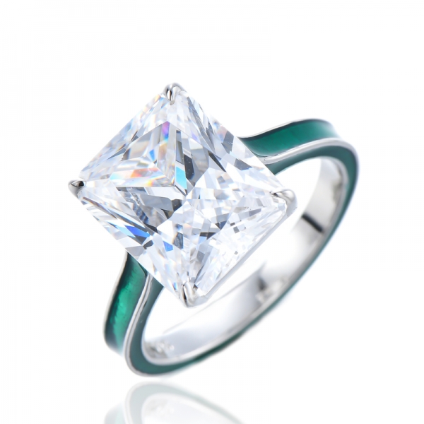الأميرة قص مقلد خاتم الزواج الماس 925 خاتم المينا الفضة الاسترليني 