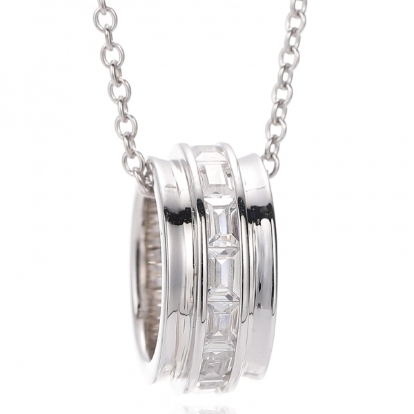 قلادة باغيت قوس قزح مكعب من الزركون والروديوم الفضي 