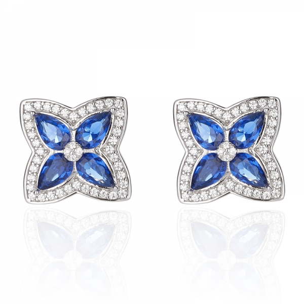 قرط فضي من حجر المورجانيت النانوي عيار 925 على شكل كمثرى ومدور من الزركون الأبيض المكعب مع طلاء ذهبي وردي 